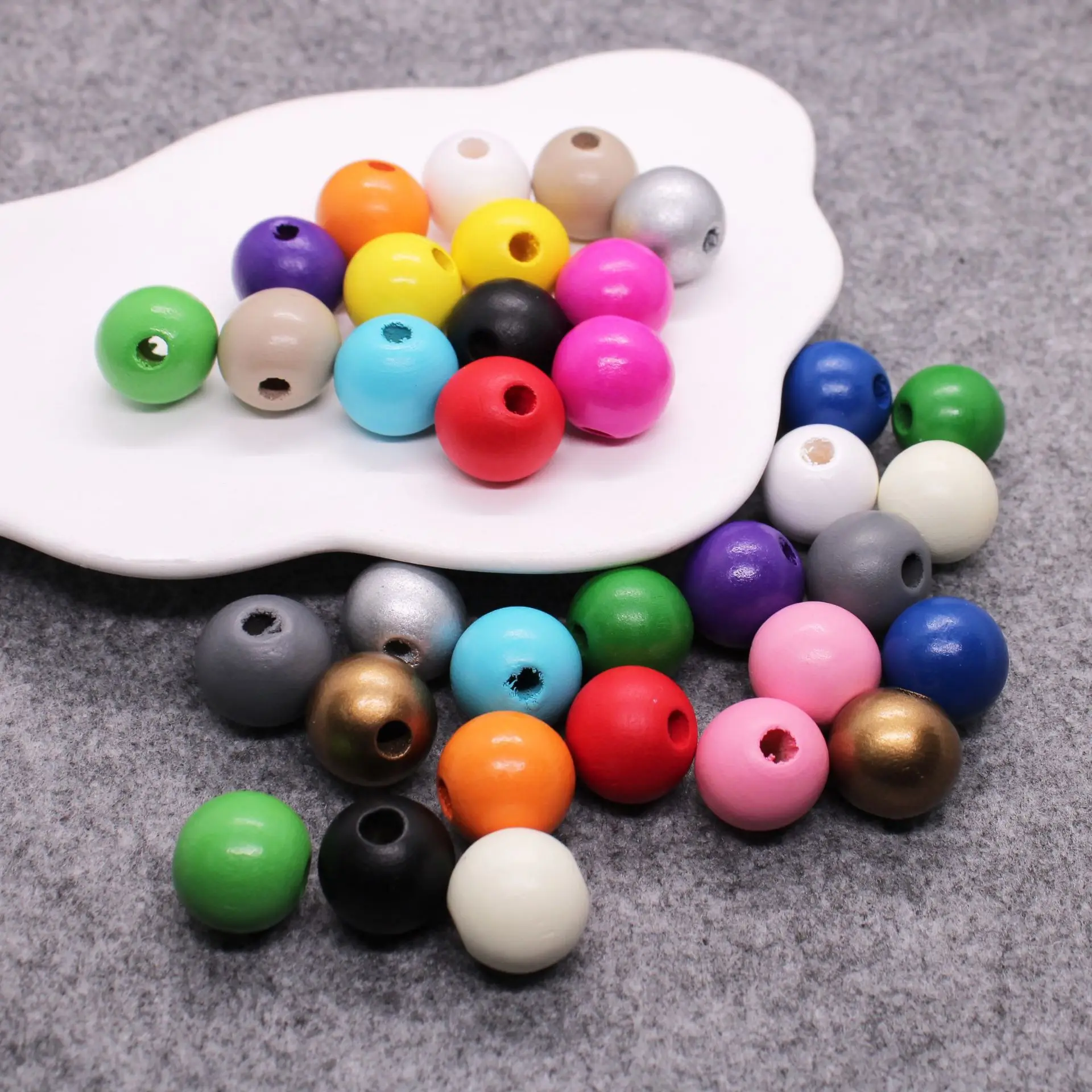 JX Wholesale 16MM Natural Colorful Wood Loose Beads Wooden with Hole for DIY Jewelry Making Pen Bracelets Accessories