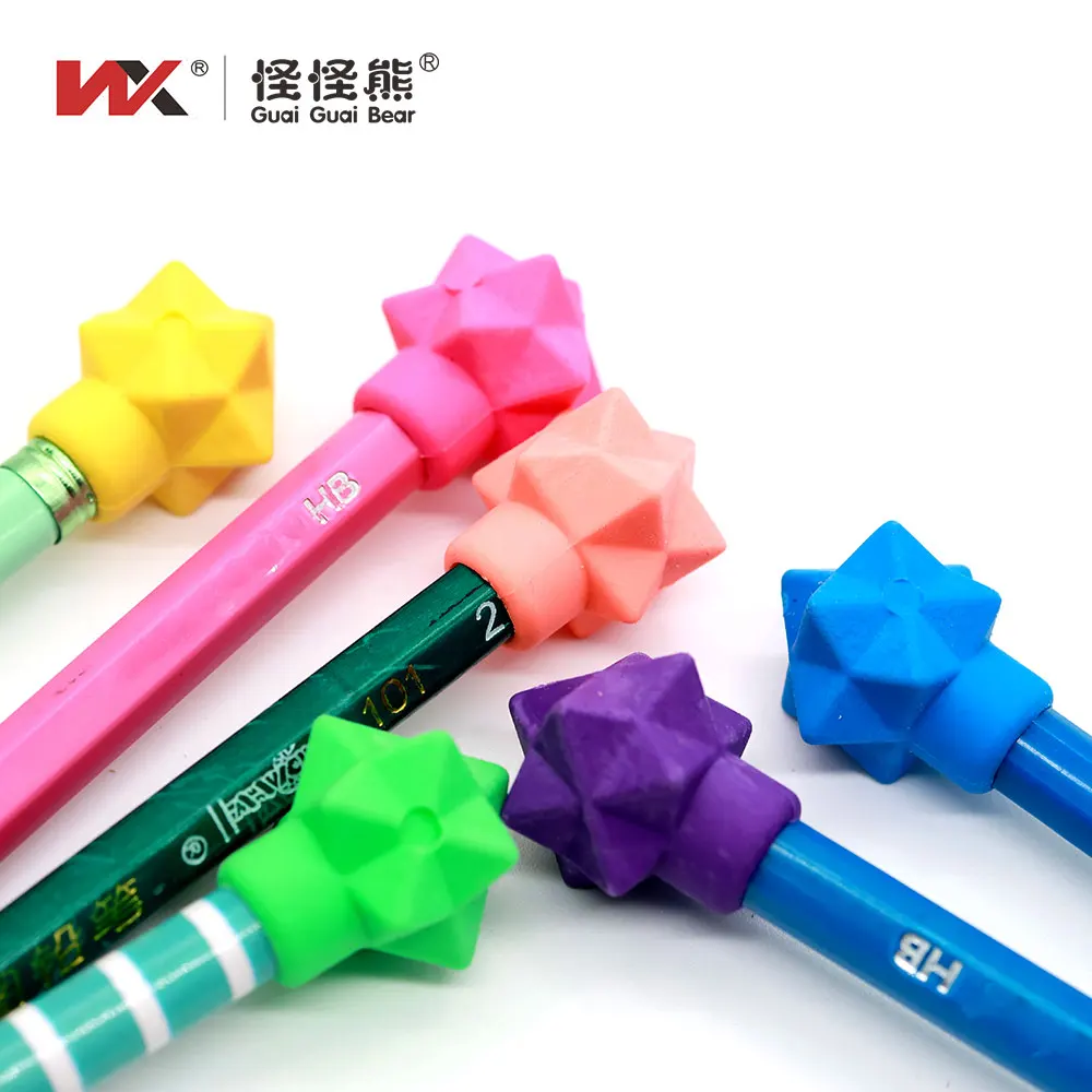 Direct Factory Sale-Multi-Angle Pencil Cap Eraser with 3D Star Polygonal Rubber Colored Special Students 30-40 Pack Promotion