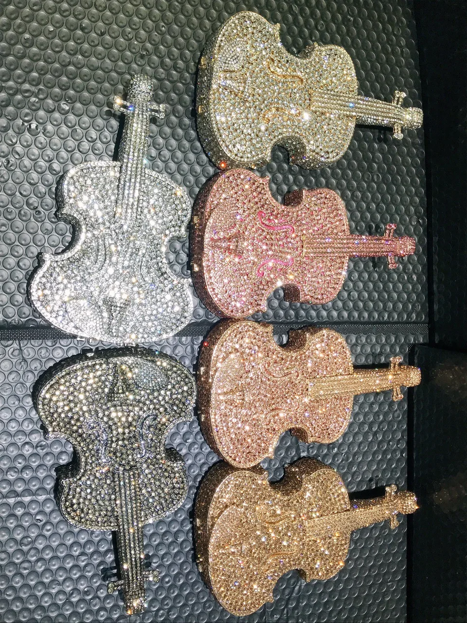 Wholesale Ladies Violin Rhinestone Clutch Handbag Luxury Party Mini Banquet Clutch Bag Evening Wedding Crystal Purse