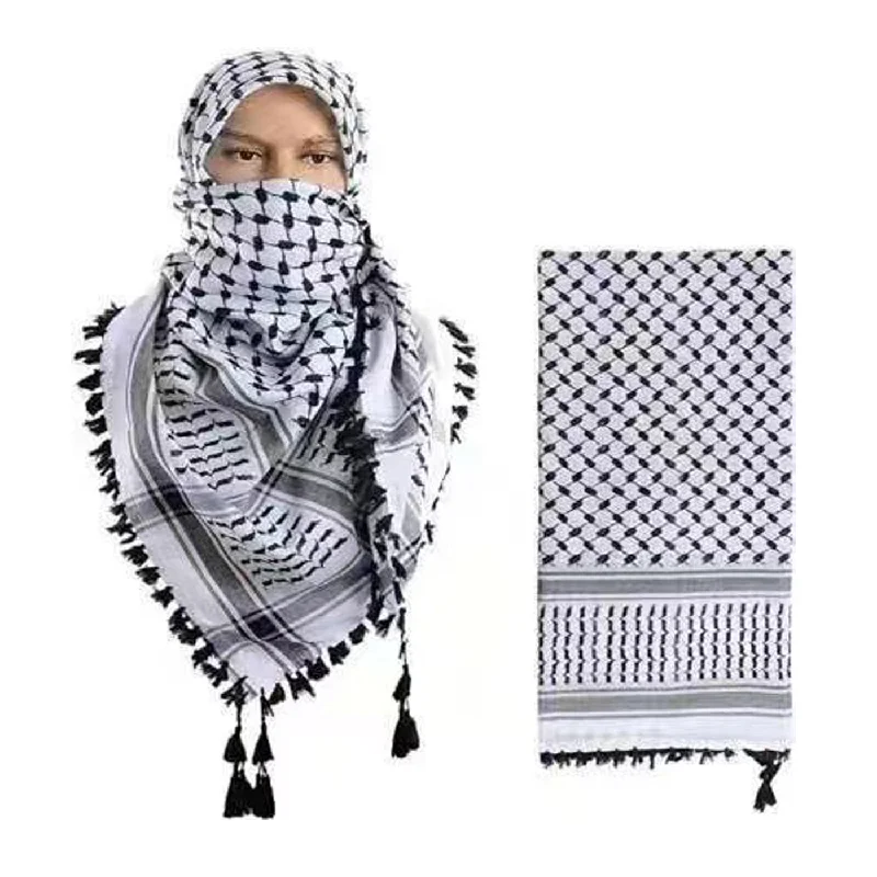 Wholesale 49 *49 Inches Yashmagh Shemagh Arab Men Arafat Head Scarf Keffiyeh Tassel Square Palestine Scarf
