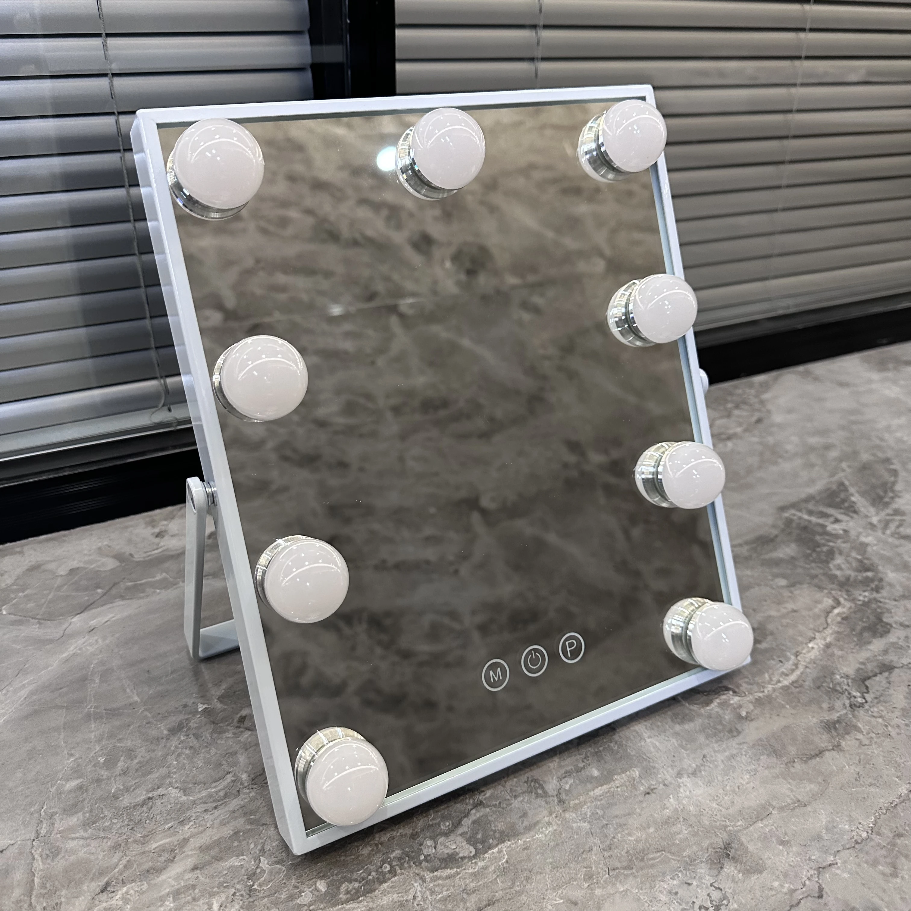 HOT STYLE 9 led bulbs hollywood style makeup mirror smart touch switch desktop cosmetic mirror with 3 color lights