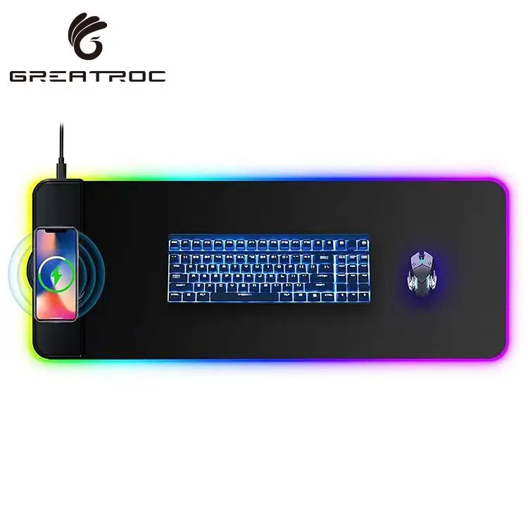 Great Roc custom design gaming mouse pad with wireless charger RGB gaming leather mouse pad,mouse mat,display mat for mouse