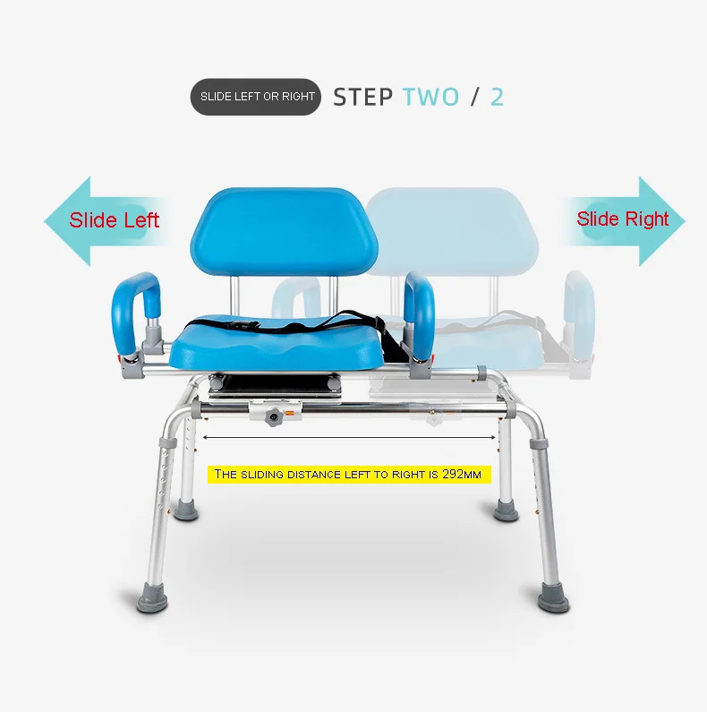 Sinway Premium Sliding Bath Transfer Bench with Swivel Seat-Padded