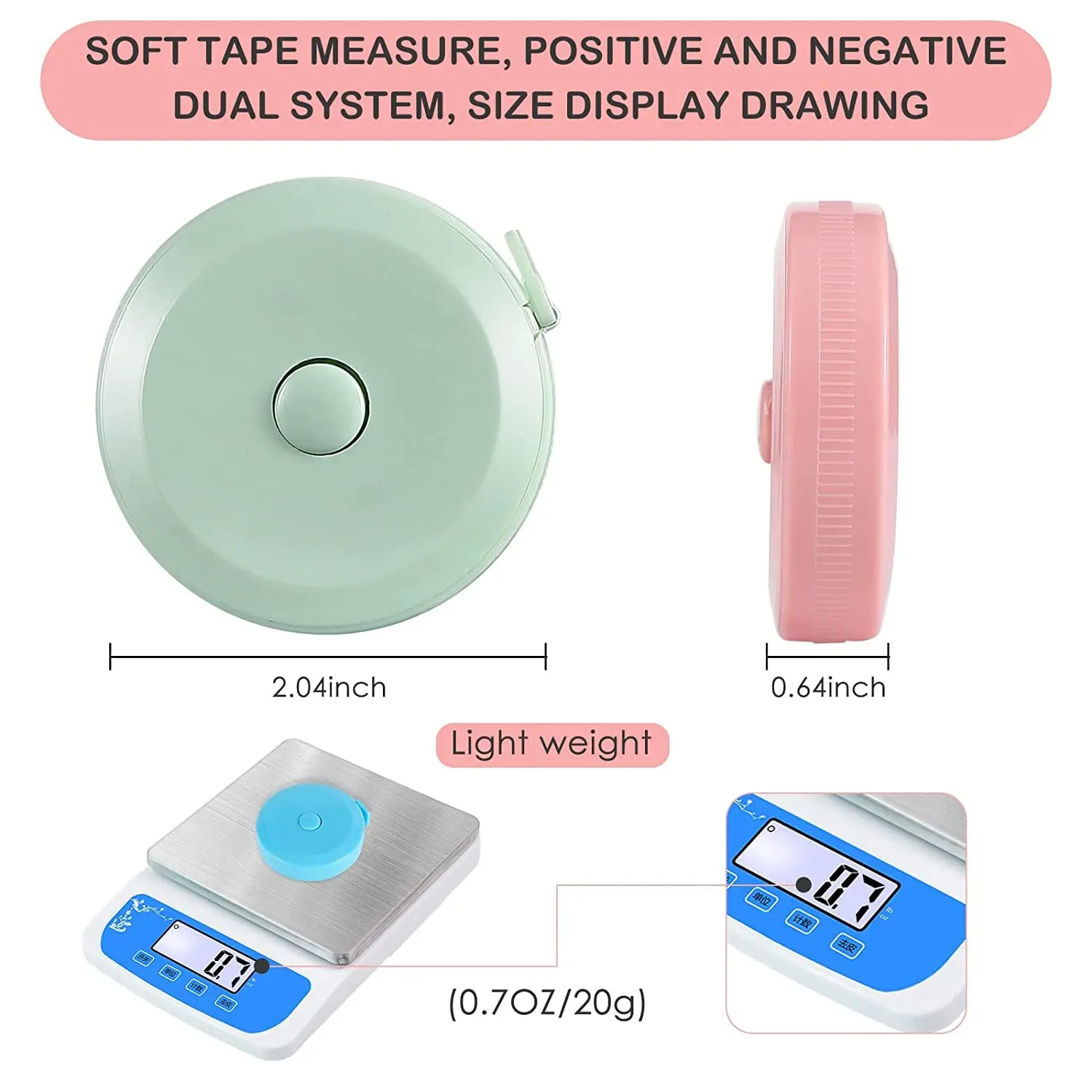 Custom Logo 60-Inch/150cm Double-Scale Metric Tape Measure ,for Body Measuring Sewing