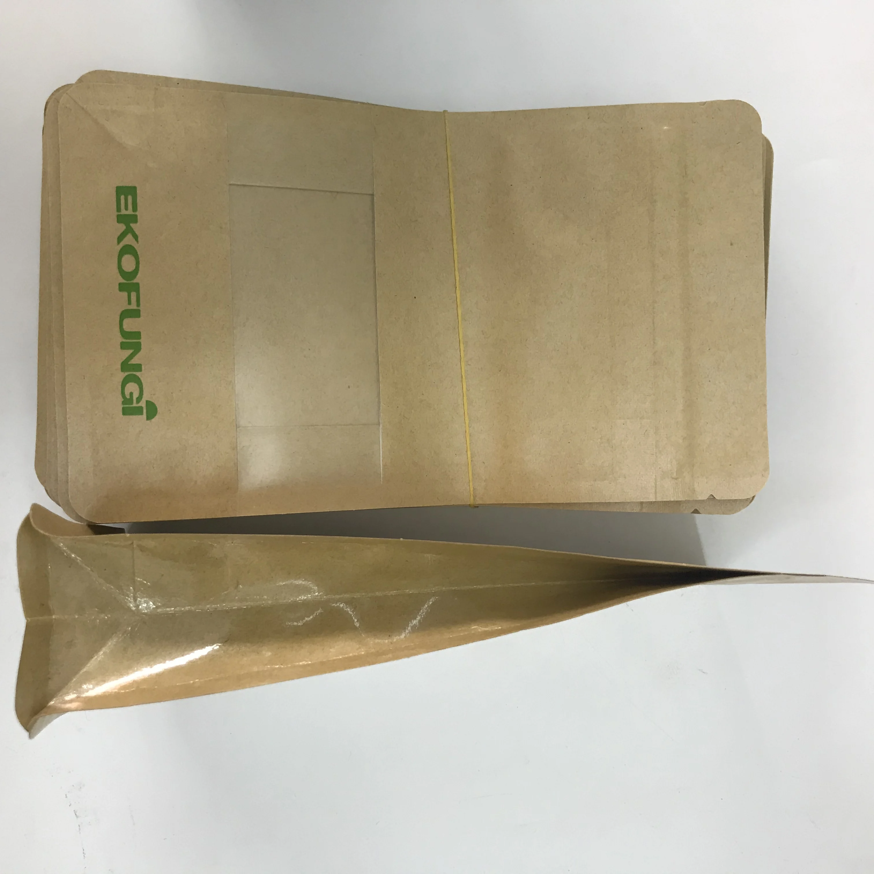Kraft paper bag manufactures kraft Paper Eight- Side Box Bottom Stand Up Pouch With Zipper Lock For Coffee
