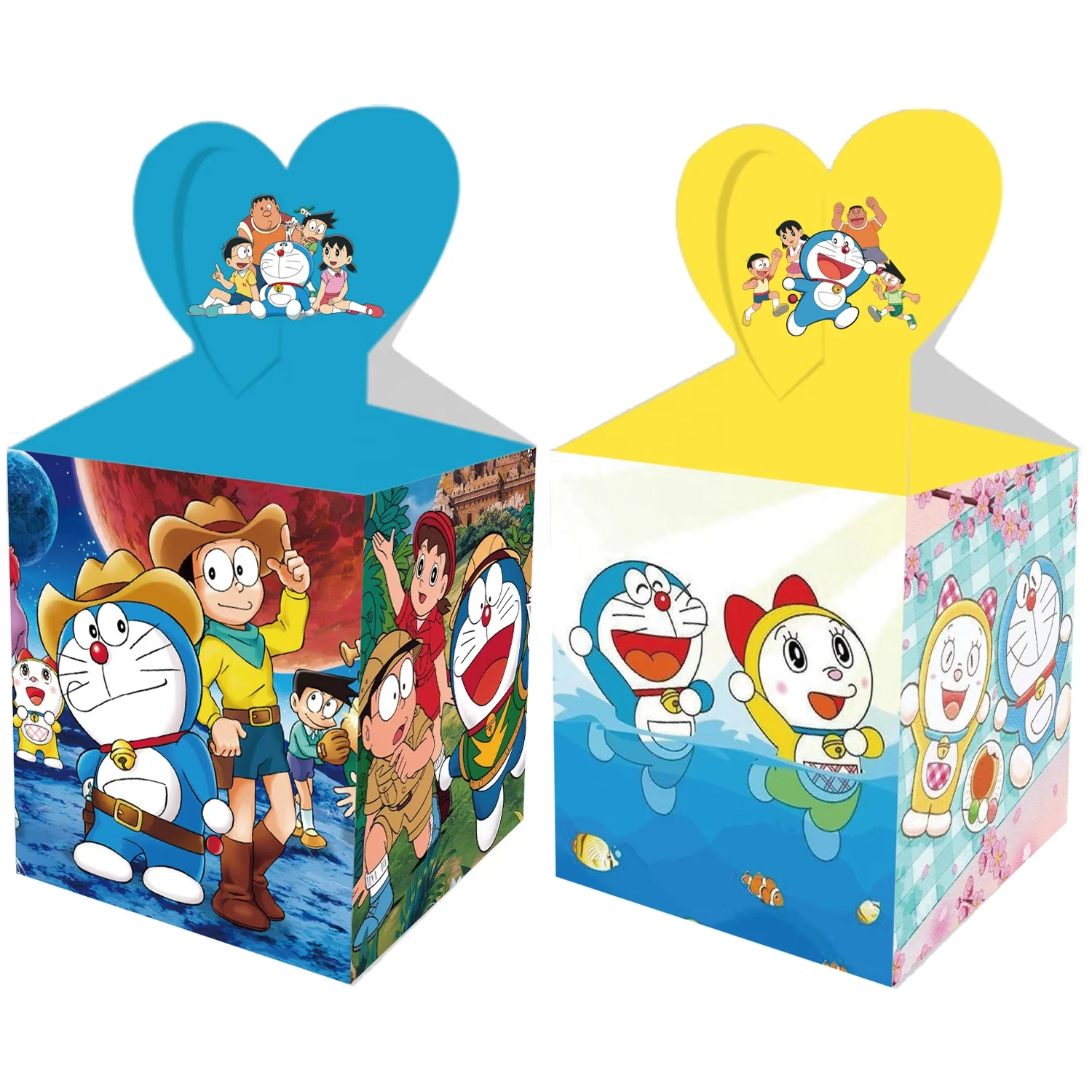 Cute Doraemon party suppliers gift box kids boys birthday new year decoration baby shower Anime Doraemon favors candy box