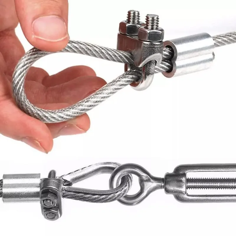 Factory Supply Ss304 Ss316 Saddle Wire Rope Cable Clip Clamp With U Bolt For Rigging Hardware