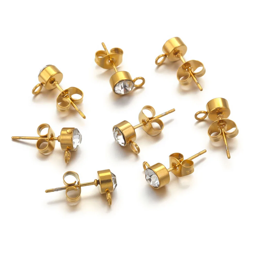 Diy Stainless Steel Rhinestone Stud Earring Findings 20pcs/Bags Jewelry Accessories for DIY Earrings Stud Jewelry Making