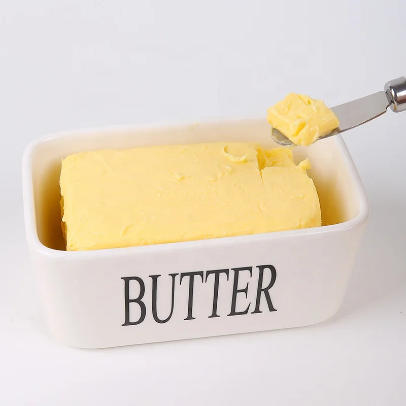 Butter Dish Butter Keeper Container&Knife With Bamboo Lid Ceramics Box Silicone Sealing Nordic Style Butter Dishes