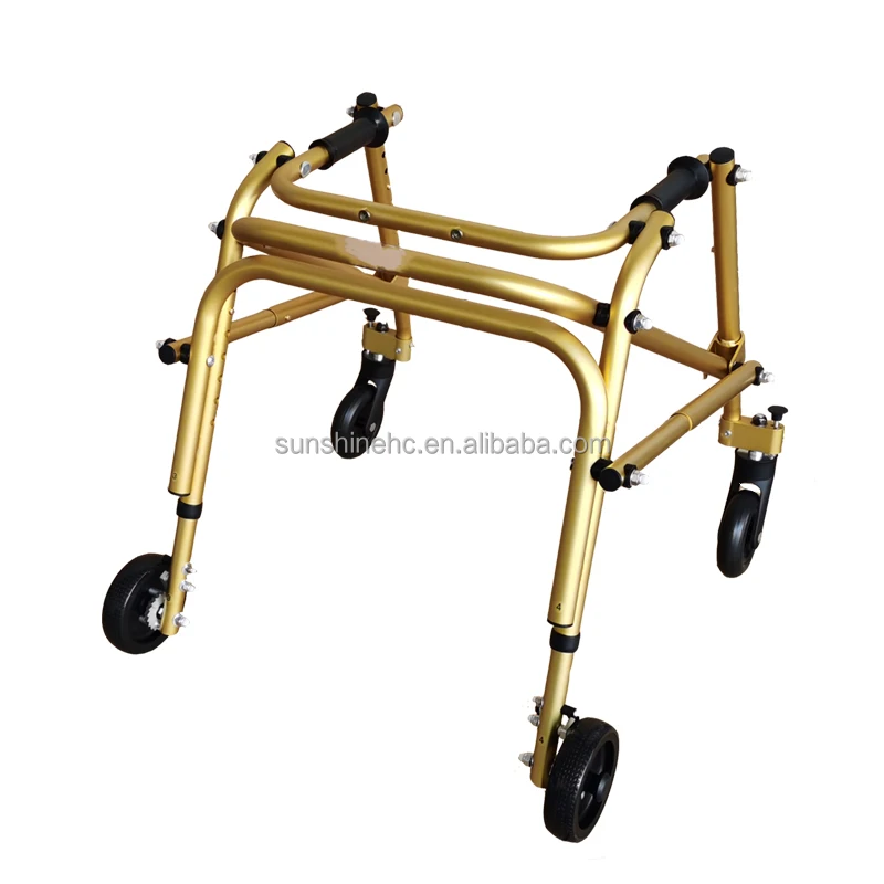 Mobility Aid Children Aluminum Pediatric Walker 4-wheeled gait trainer with Front Swivel Wheels Posterior Walker WA220
