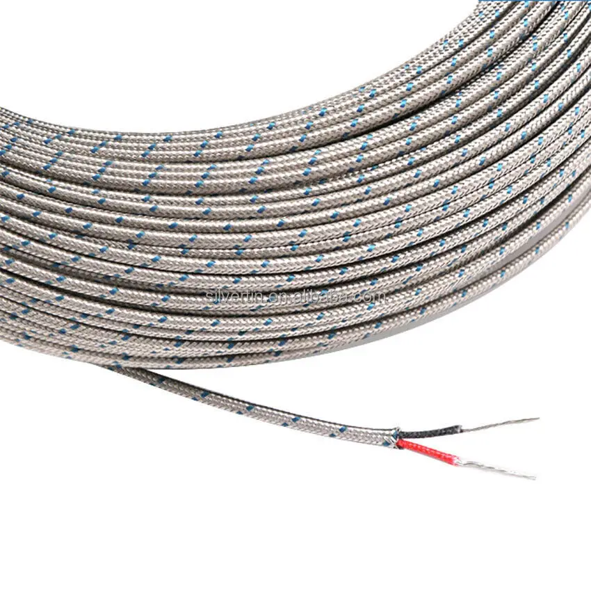 Stranded  Type K thermocouple wire metal braid Chromel Alumel thermo wire KX wire type K fiberglass insulated extension cable