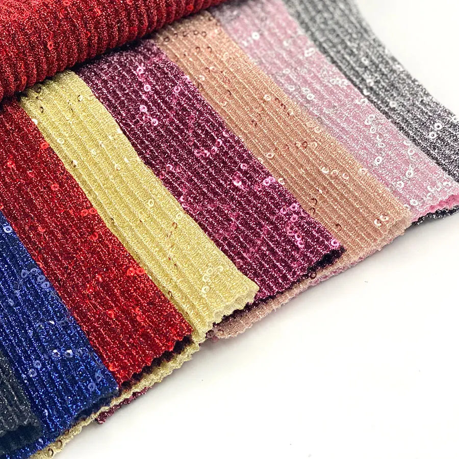 Sell buy meter women dress moonlight shiny lurex rib pleated embroidery crepe 3mm sequins jijimi fabric