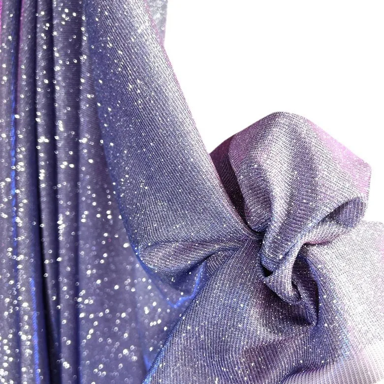 sparkling laser starry sky illusory color high gloss foil elastic silver gold metallic fabric for wedding/fashion dresses