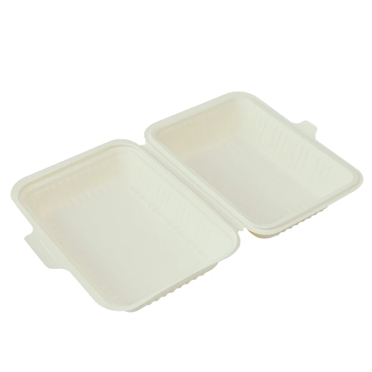 1000ml Eco Friendly Lunch Box Cornstarch Food Container Disposable Biodegradable Cornstarch Clamshell for Food Packaging
