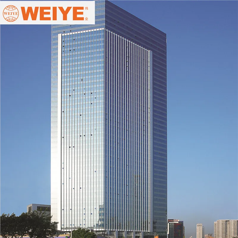 WEIYE visible frame aluminum glazing curtain wall profile aluminum panel curtain wall