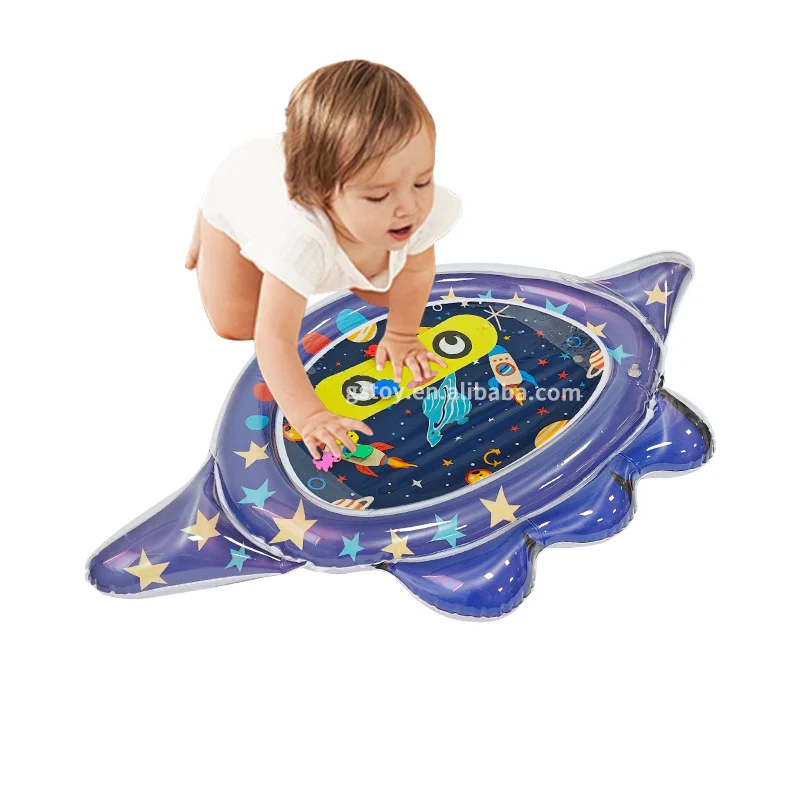 Children Spacecraft Cartoon BiBi Learning Play Mat Pet Catching Toys Inflatable Baby Tummy Time Water Play Mat for Kids