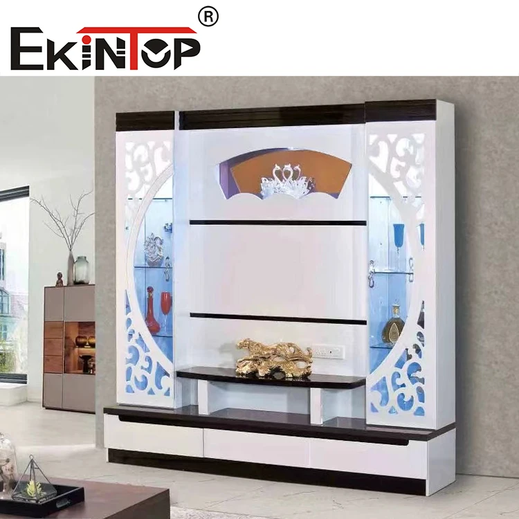 Ekintop Modern Wooden Tv Cabinet Living Room Table And Wine Cabinet Home Furniture Storage Luxury Wall Tv Stand