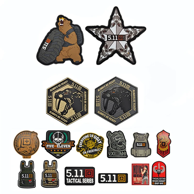 Ready to ship custom rubber pvc patches hook and loop Wholesale 511 tactical pvc patches
