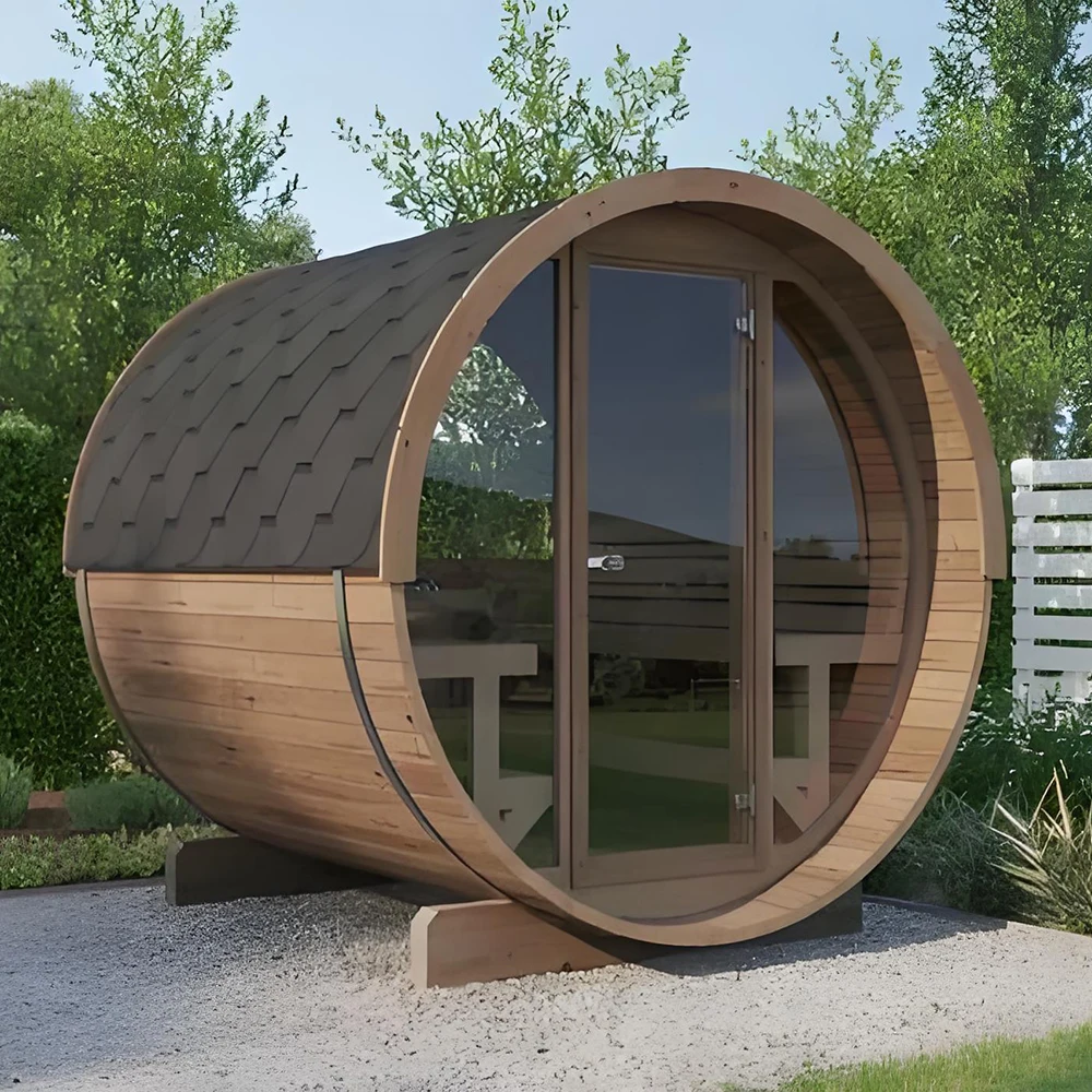Traditional solid wood drum sauna room High-end solid wood custom steam room