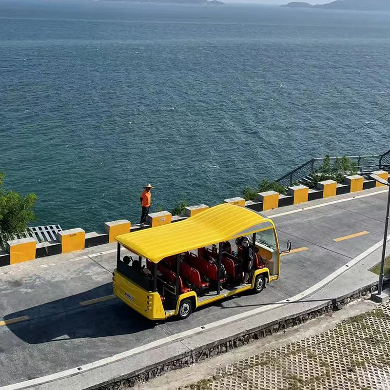 Electric 23 Seater Sightseeing Bus Battery Powered Passenger Vehicle for City Tours & Car Shuttles