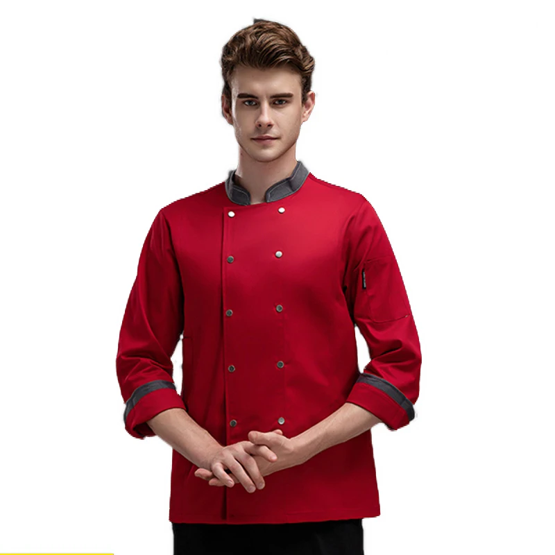  Chef dress custom long-sleeve catering work clothes printing bakers double-breasted chef labor insurance