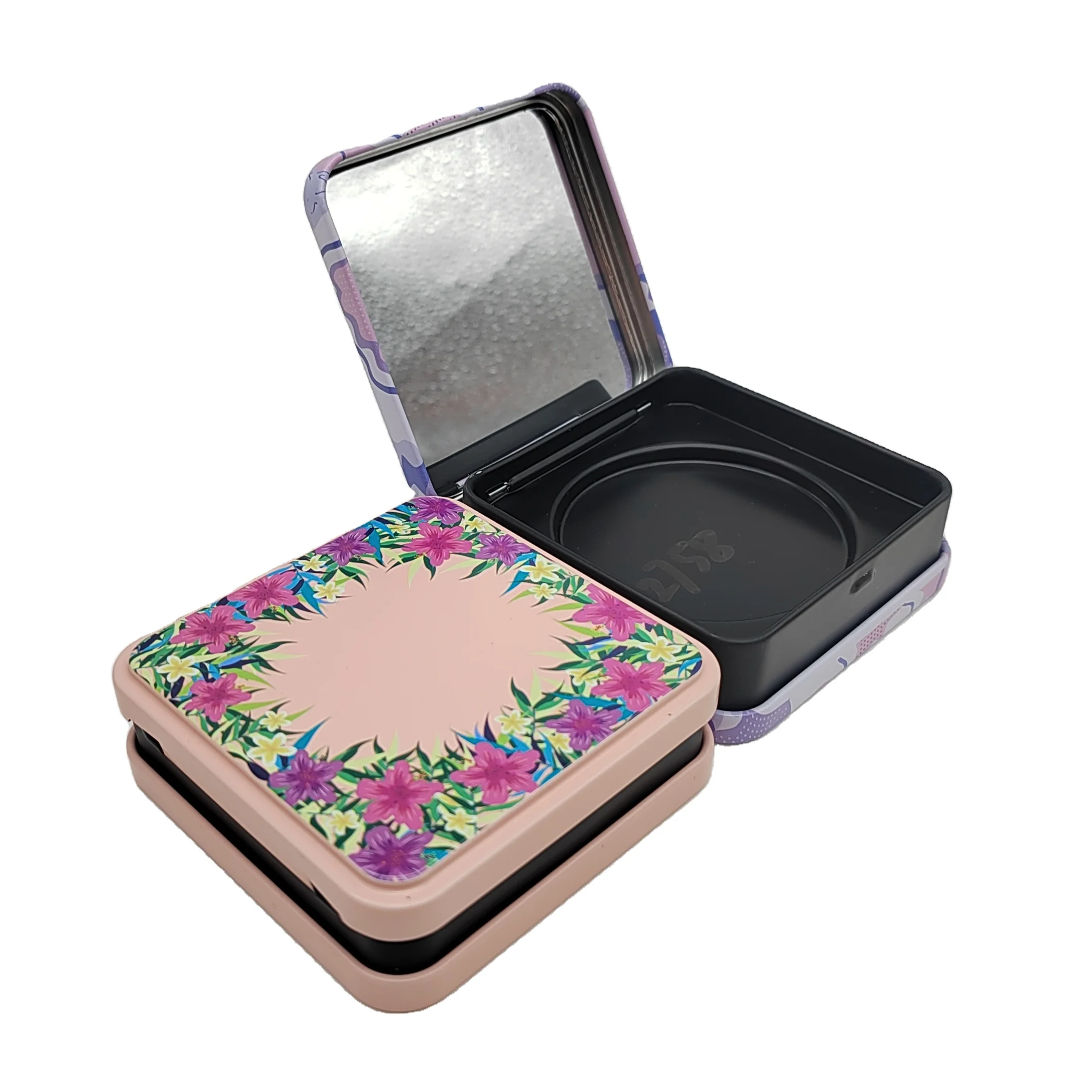 Косметическая коробка с зеркалом, металлическая коробка на заказ для упаковки теней для век