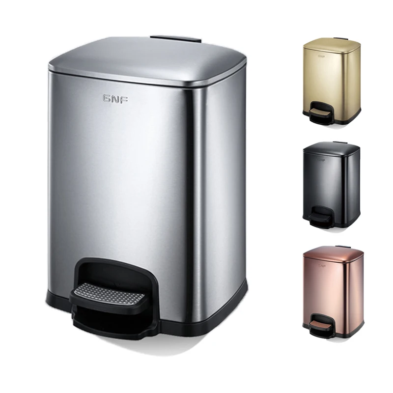 20L Household Black And Gold Large Stainless Steel Airtight Trash Can Metal Standing Segregated Waste Bins With Lid