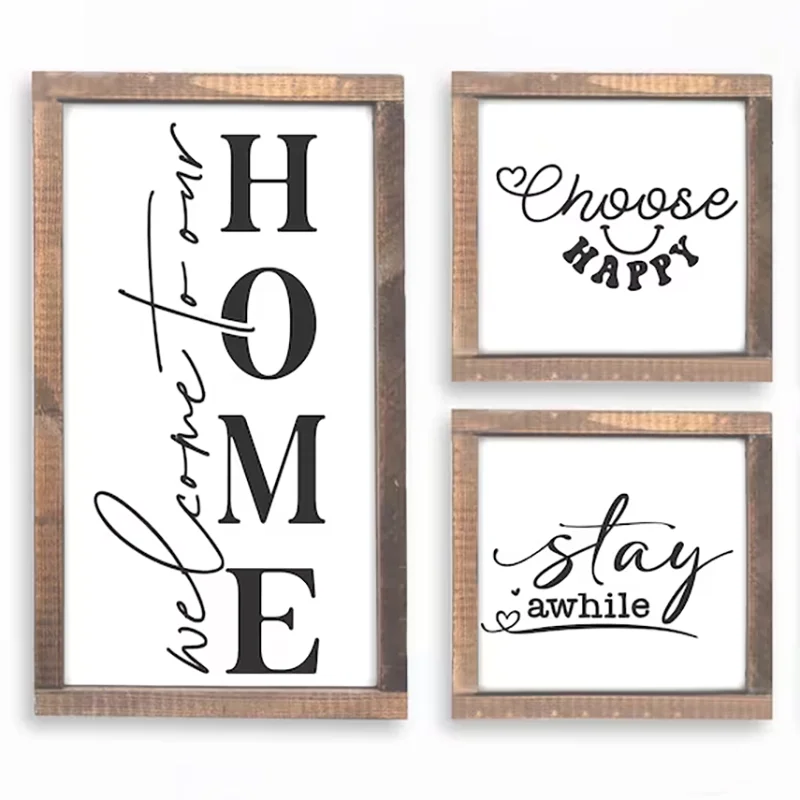 Unfinished sublimation Square 8x8 wooden plaque door hanger  blank farmhouse wood sign for crafts sign