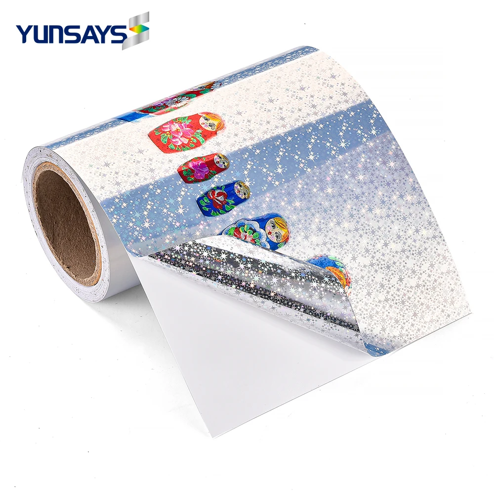 printable vinyl sticker holographic sticker glossy silver brushed  PET Film  Vinyl  inkjet sticker paper
