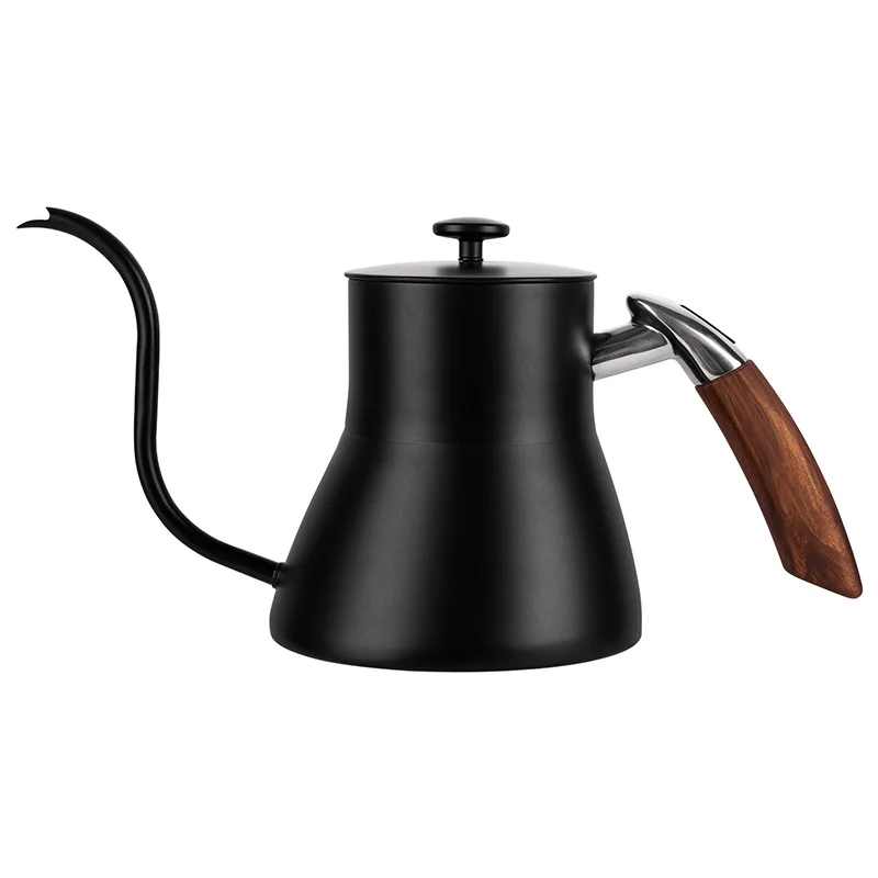 304 stainless steel coffee pot hand pour dripper goose neck mouth coffee kettle with wooden handle 800ml