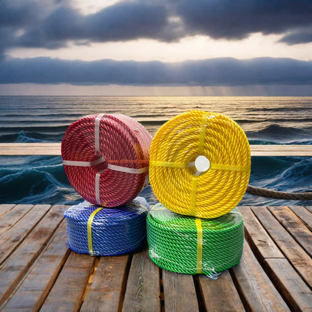 PE Rope For Sale 3 Strand PE Plastic Rope Twist Fishing Blue polyethylene High Strength Packaging Color Rope 6MM 8MM 16MM