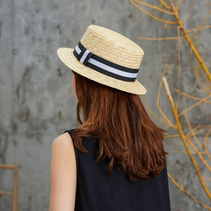 Custom Design Decoration Summer Straw Boater Hat For Men Women