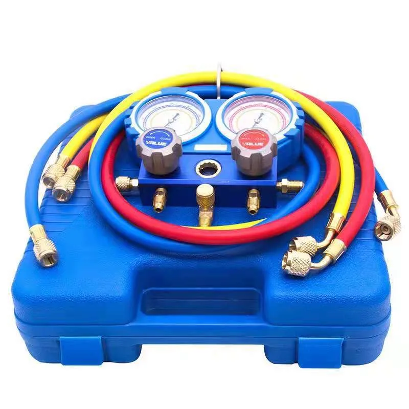 AC Gauge 3 Way Manifold Gauge Set Air Conditioning Manifold Charging Repair Auto Tool Set