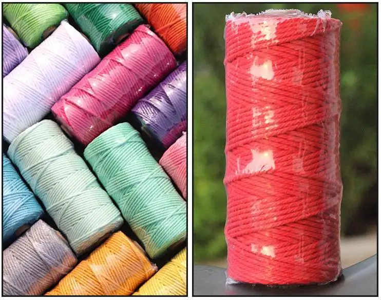 Handmade DIY Decorative Cotton Rope Tapestry Waxed Finish Braided Rope for Bags Colorful Cotton Thaler Bundle Strapping Rope