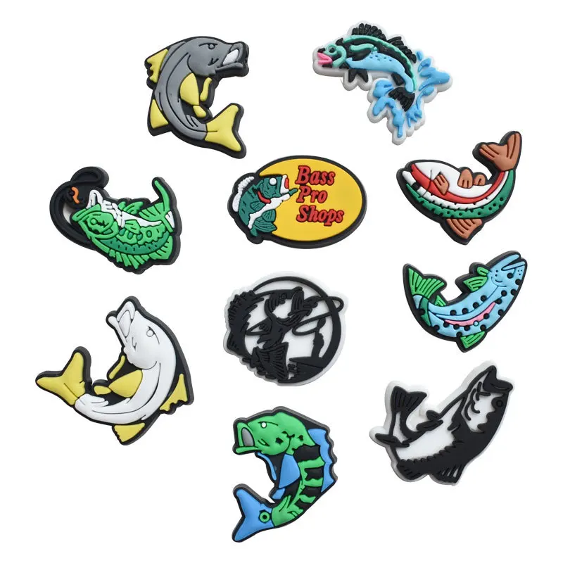 Creative fish series wholesale customized soft shoes decorative children gifts PVC soft plastic new design shoelaces croc charm
