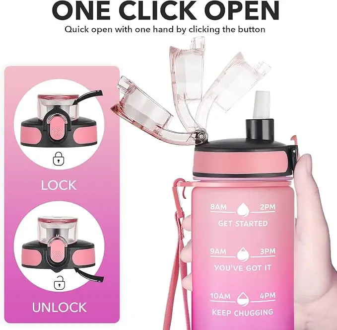 GoalFit 2024 Fashion Customized 30oz Water Bottle Colorful Plastic with Sling and Straw for Direct Drinking for Travel