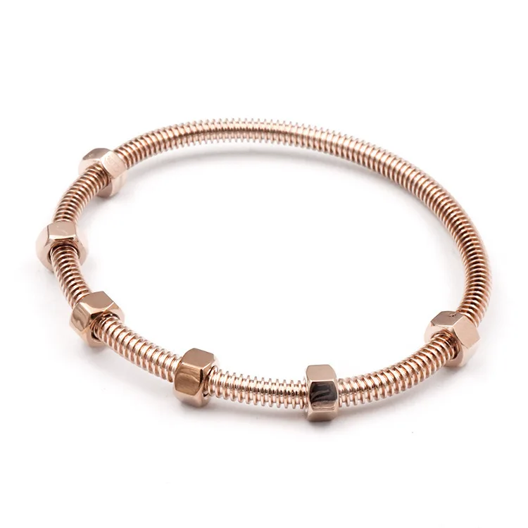 High Quality Jewelry Inoxidable Gold-plated Exquisite Multi-color Jewelry Hexagon nut stainless steel stainless steel bracelet
