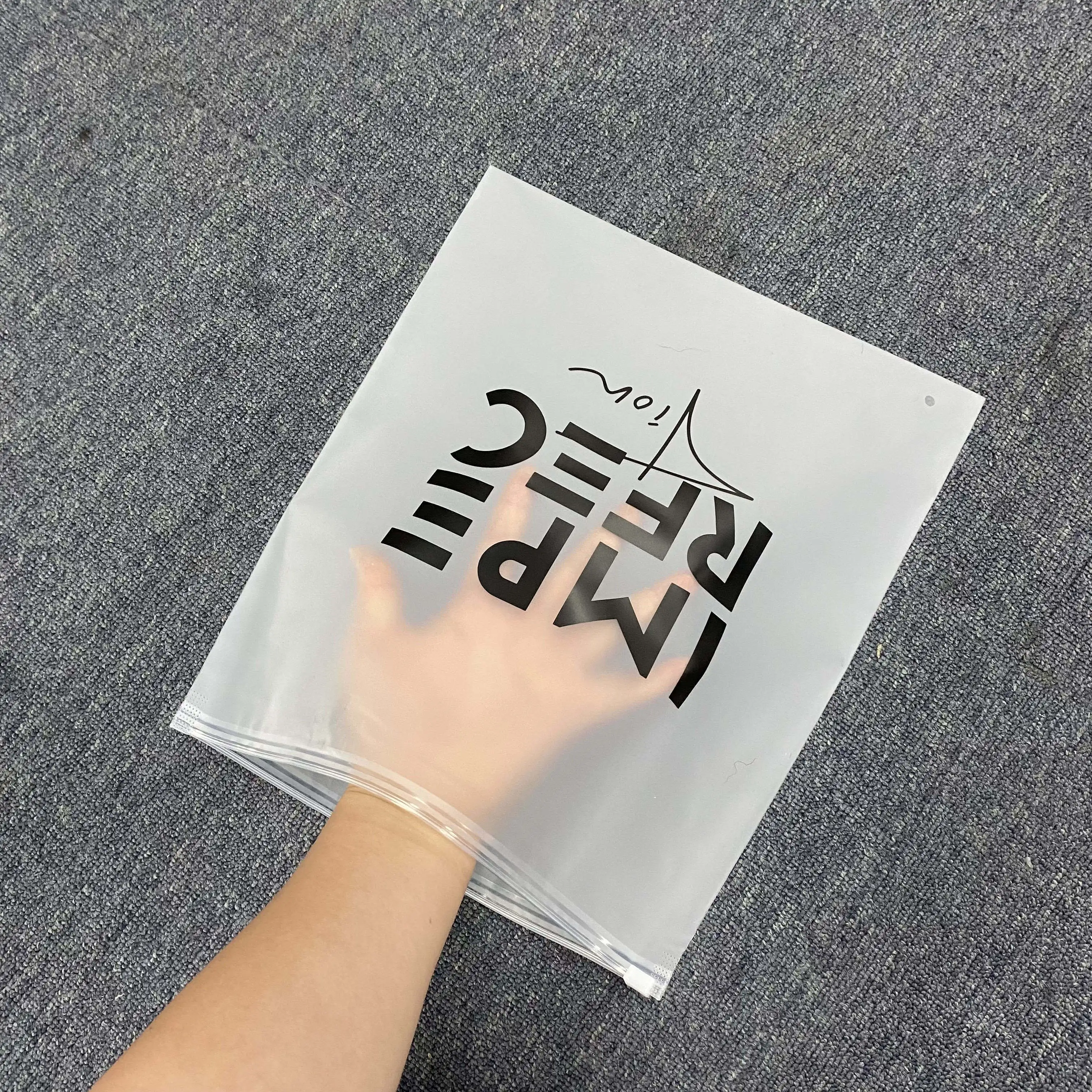 Pvc Oem Low Moq Matte Transparent Plastic Personalized Swimwear Eva Slider Ziplock Bag Frosted Clothes Packing Zipper Bag