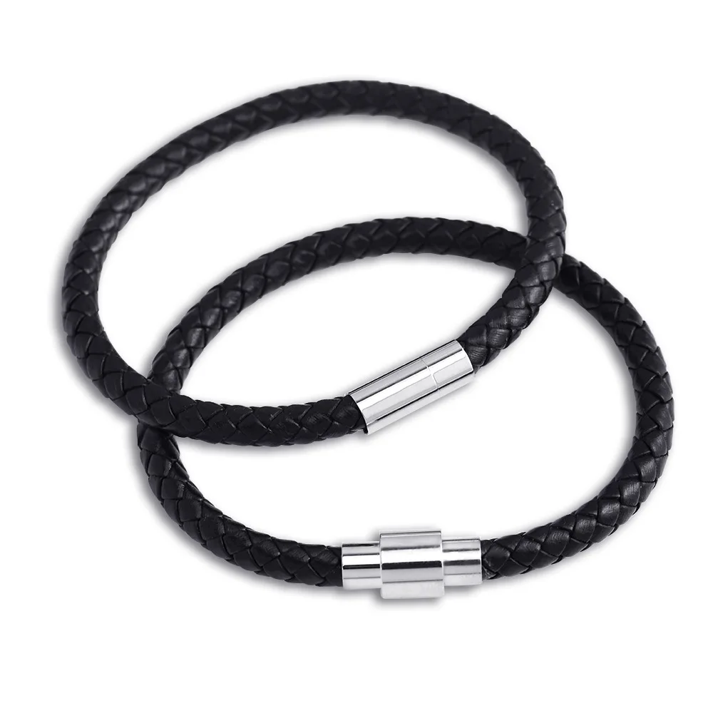 Women Bracelets Leather And Stainless Steel Cord Wrap Bracelet 2023 Or Men Jewelry Couple Bracelet