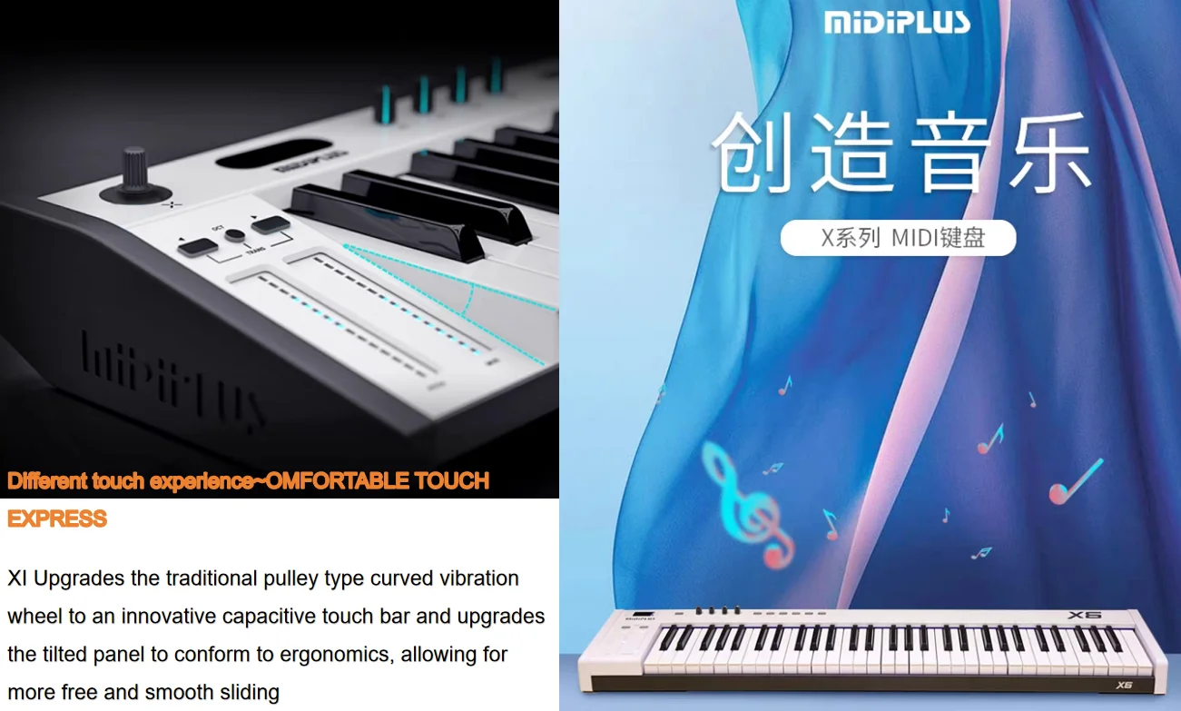 X6III 61 keys  Electronic music controller Keyboard Musical Instruments & Accessories MIDIPLUS