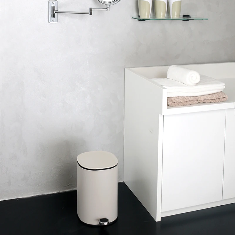 5L Dustbin With Cover Metal Cans Stainless Steel Pedal Bins Foot Pedal Trash Can Metal Garbage Container Sanitary Bin