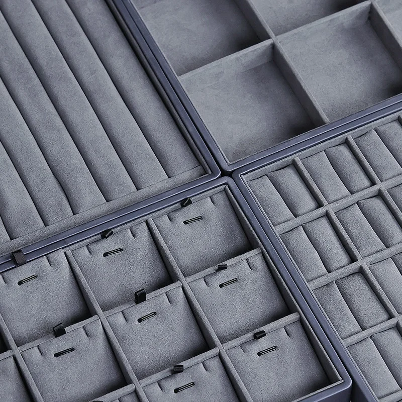 Velvet Rings Display Stand Luxury Rings Tray Hand Make Gray Cases Displays Jewelry Display Stand Set