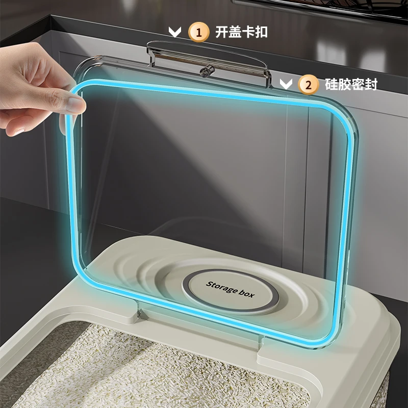 Chinese Steel and Plastic Vacuum Rice Container Dispenser Folding Food Container for Kitchen Storage