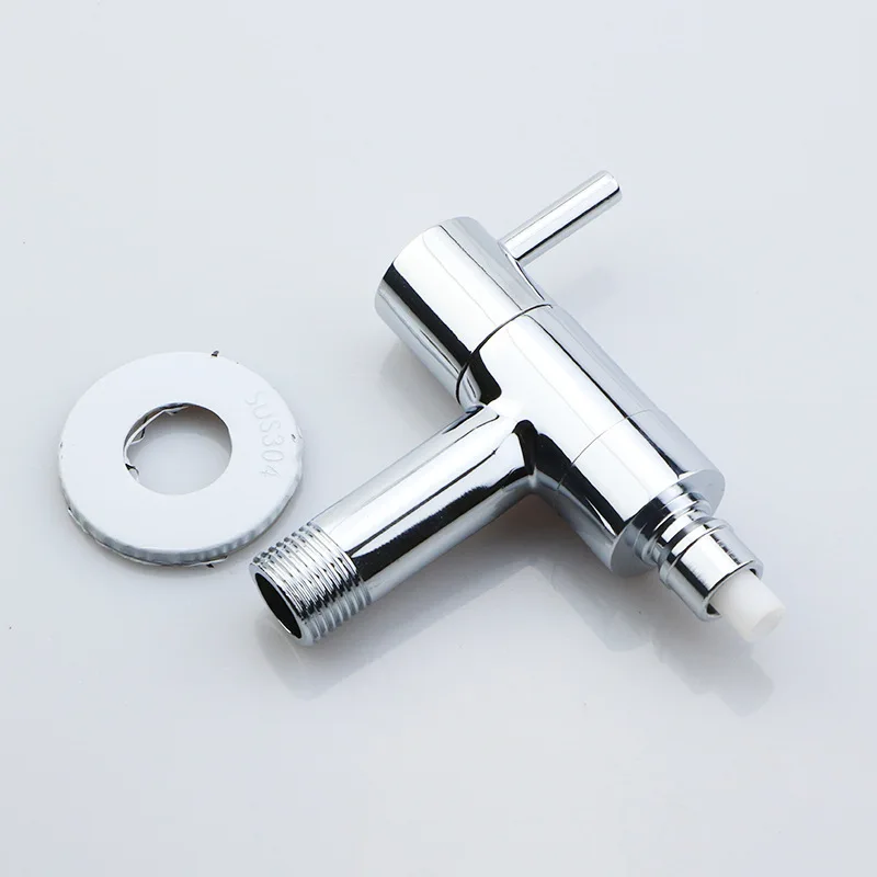 Ultra-short mini all-copper body triangular valve household faucet 4 points automatic water stop nozzle buckle saves space