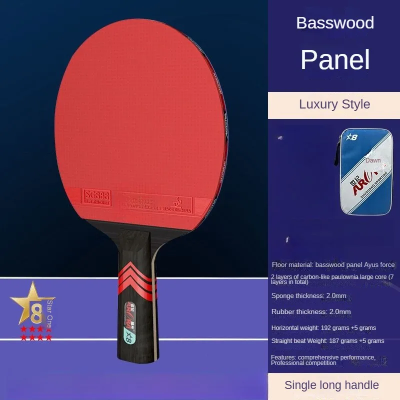China Price Professional Custom Tournament 8 Star Premium Pro ITTF Print Wood Ping Pong Table Tennis Racket