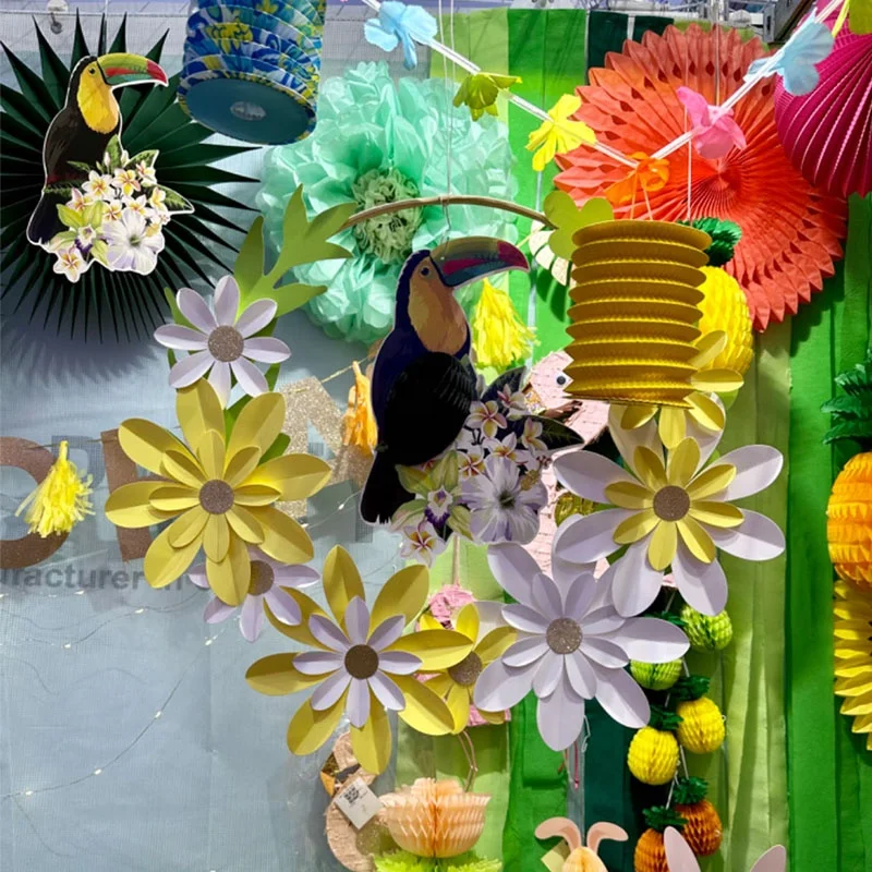 EASTTERN Hawaiian Tropical Bird Honeycomb Hanging Party Decorations, Summer Party ,Room Decoration and Venue Layout Supplies