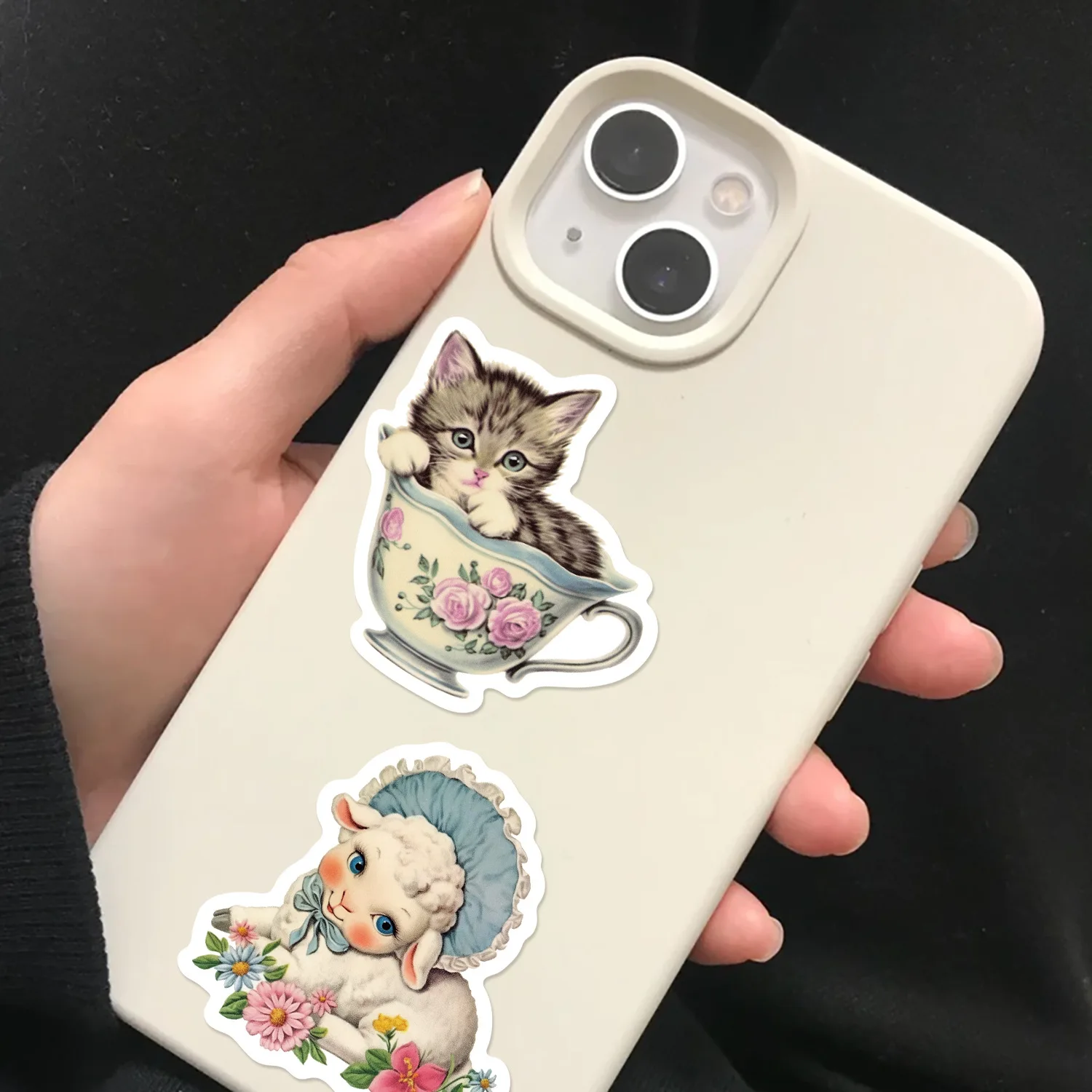 50Pcs Retro Cute Little Kitten Lamb Graffiti Stickers For Girls Animal Toys Little Bear Fawn Doll Sticker