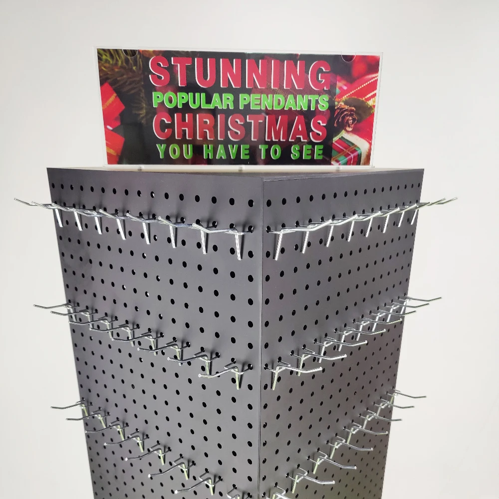 Pegboard Rotating Display Stand 4 Sided Spinning Peg Board Displays Earring Display Stands Craft Rack Holder for Retail Floor