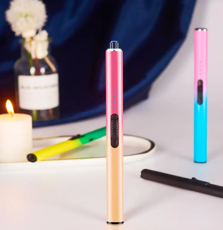 Electronic Windproof Lighter Candy Color Kitchen Outdoor Aromatherapy Candle Lighter