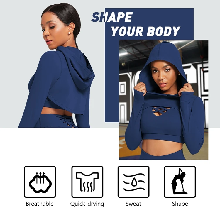 HEXIN Dropshipping Service Activewear 3 Piece Sport Tops And High Waist Leggings Women Yoga Activewear Set
